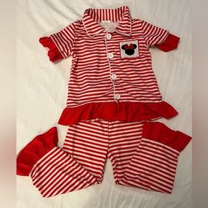3t striped ruffle mini mouse pajamas